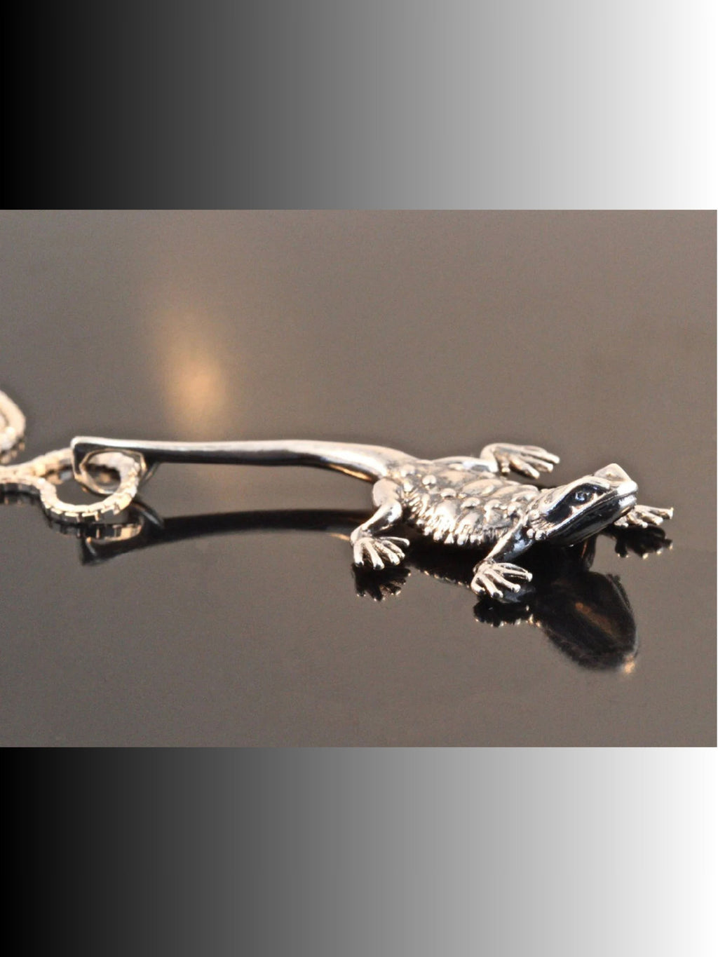 Bearded Dragon Lizard Charm - Silver