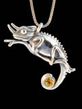 Jackson Chameleon Charm Pendant - Silver with Gemstone