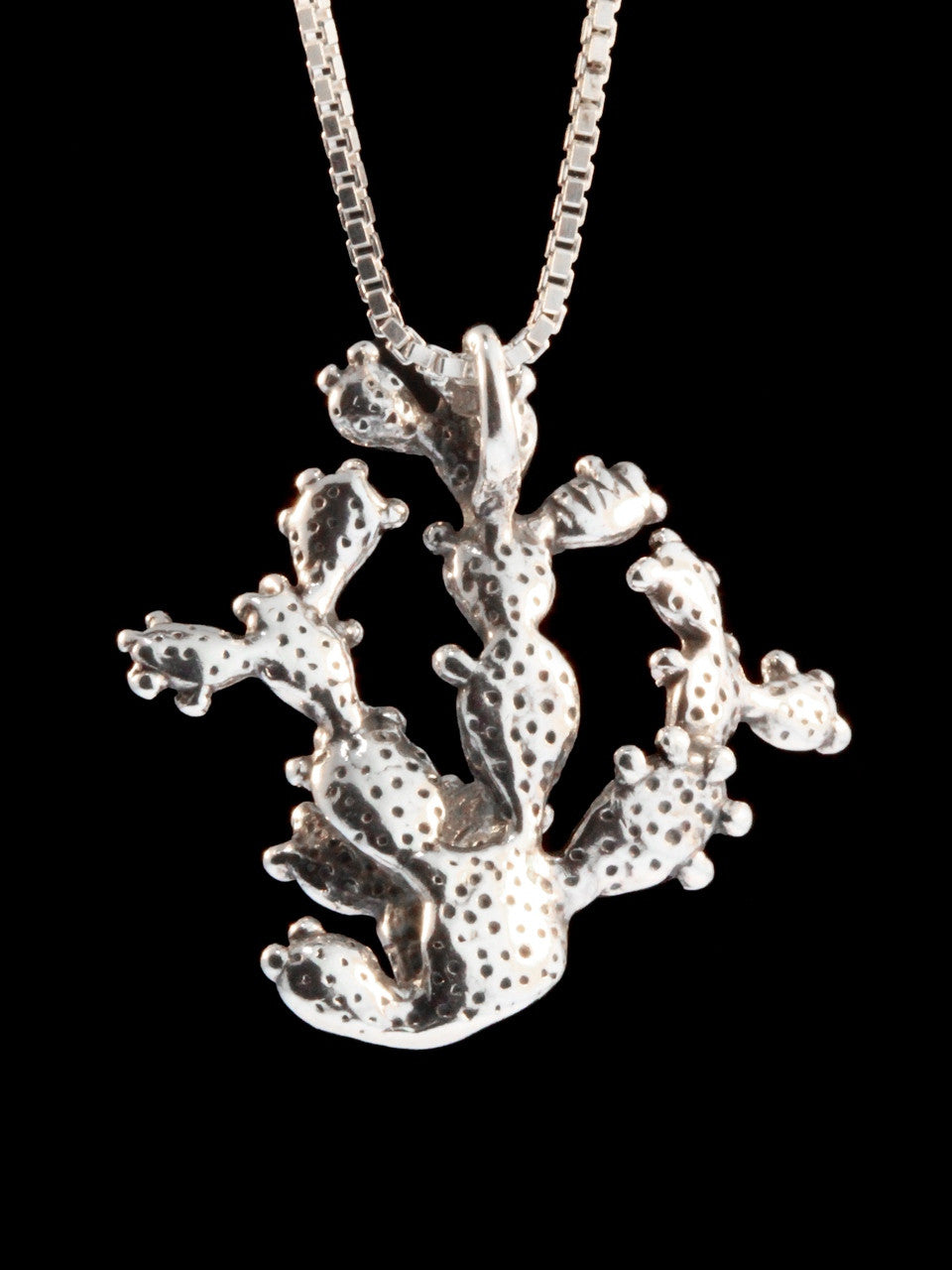 Nopale Cactus Pendant - Silver