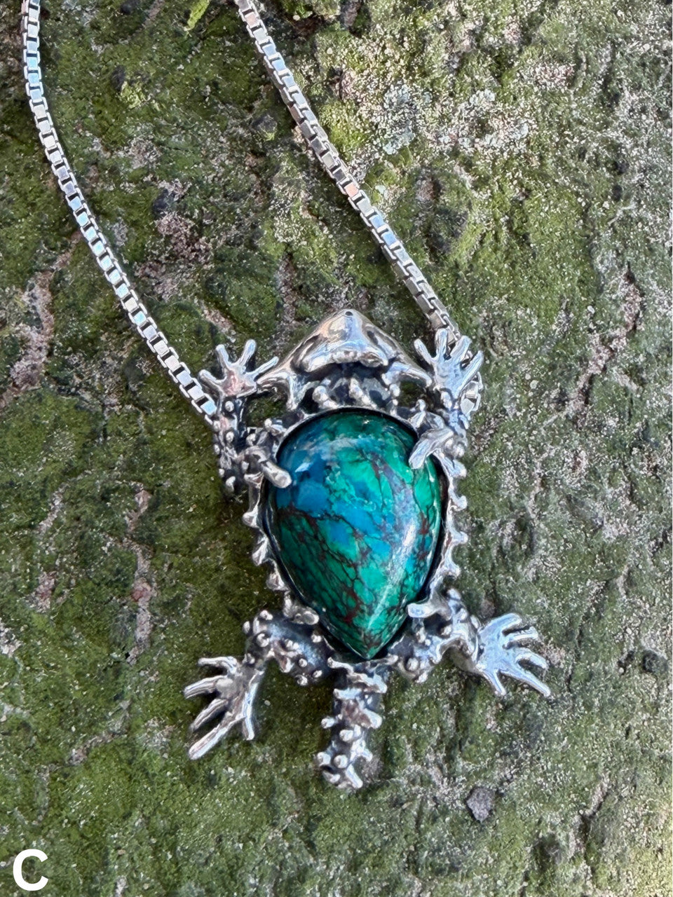 Horned Lizard with Chrysocolla - Silver