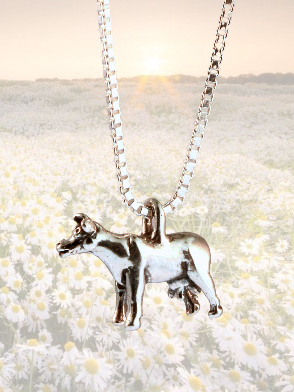 Abducted Cow Charm - Sterling Silver