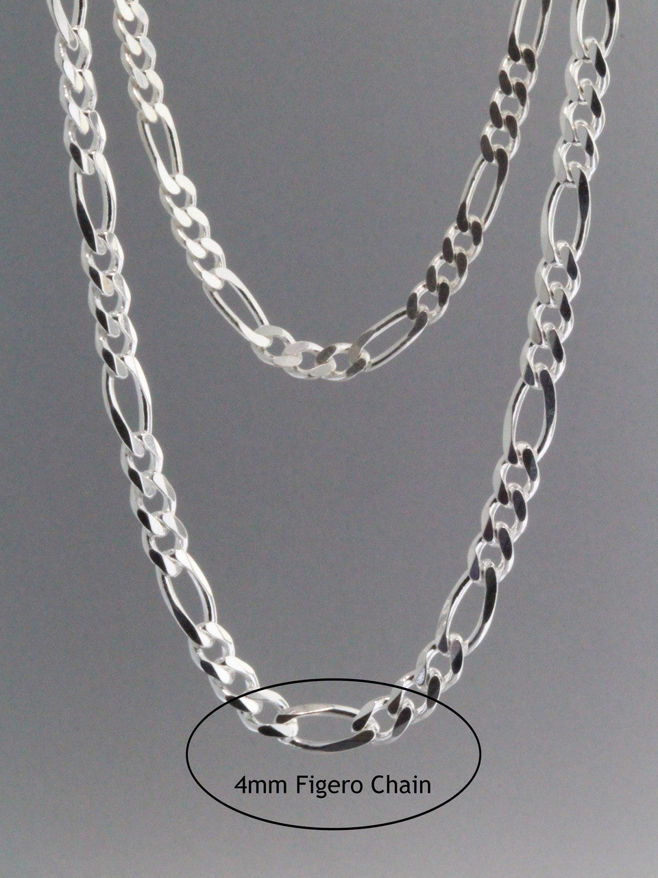 Figaro Chain 4mm Sterling Silver