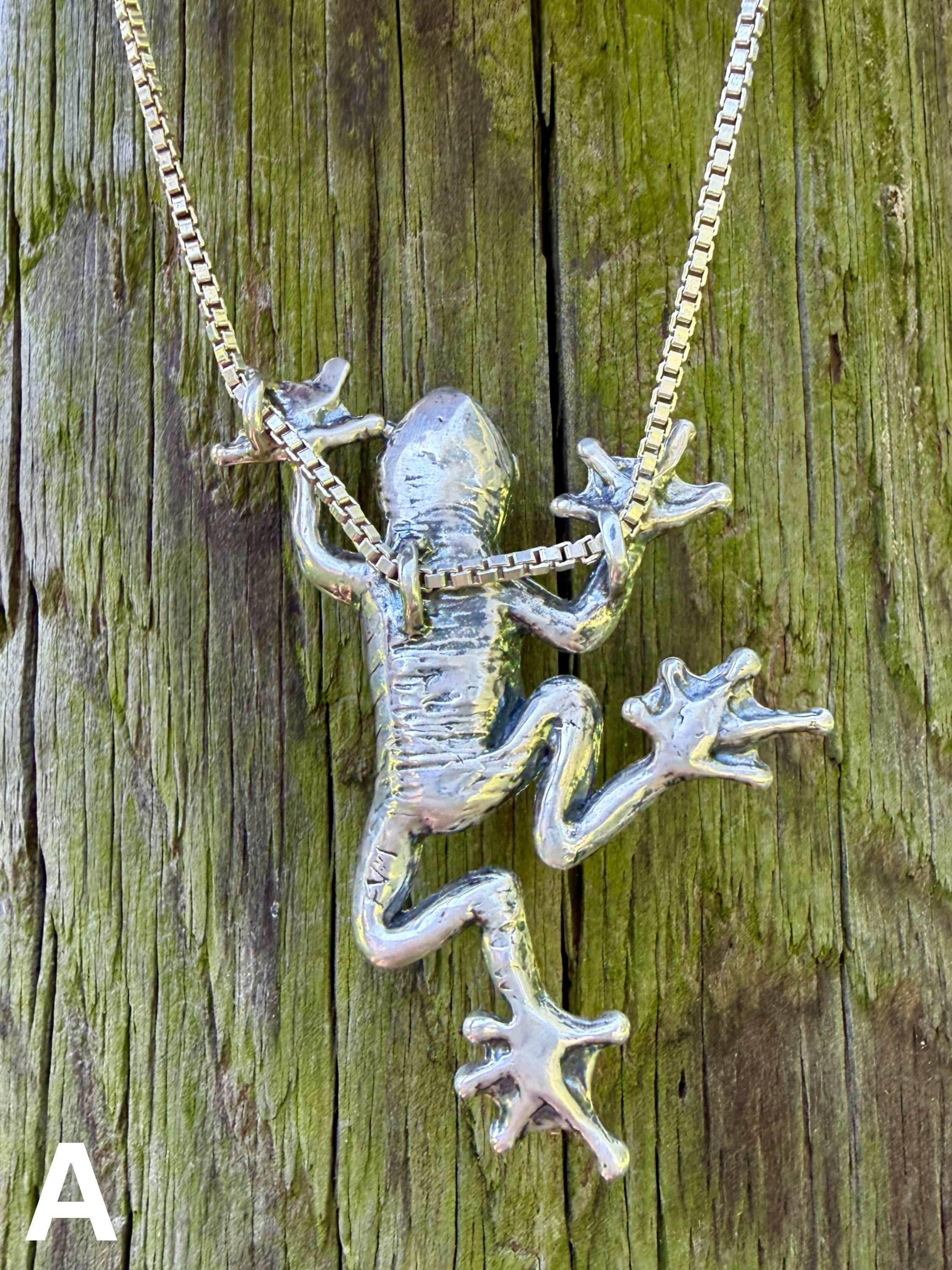 Treasure Back Tree Frog Pendant - Sterling Silver