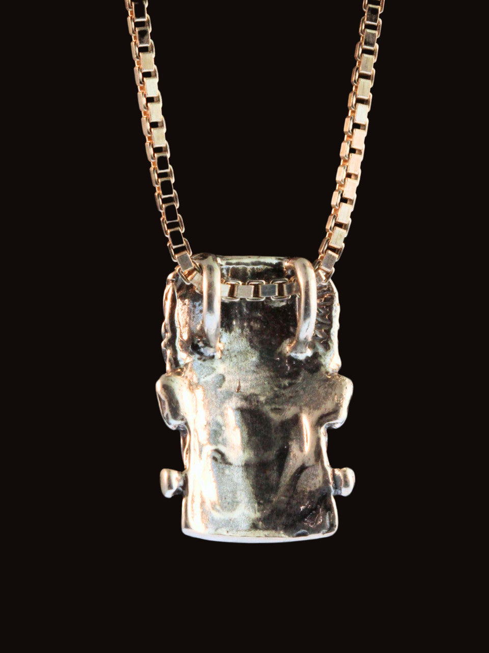 Frankenstein Pendant with Tsavorite Eyes - Silver