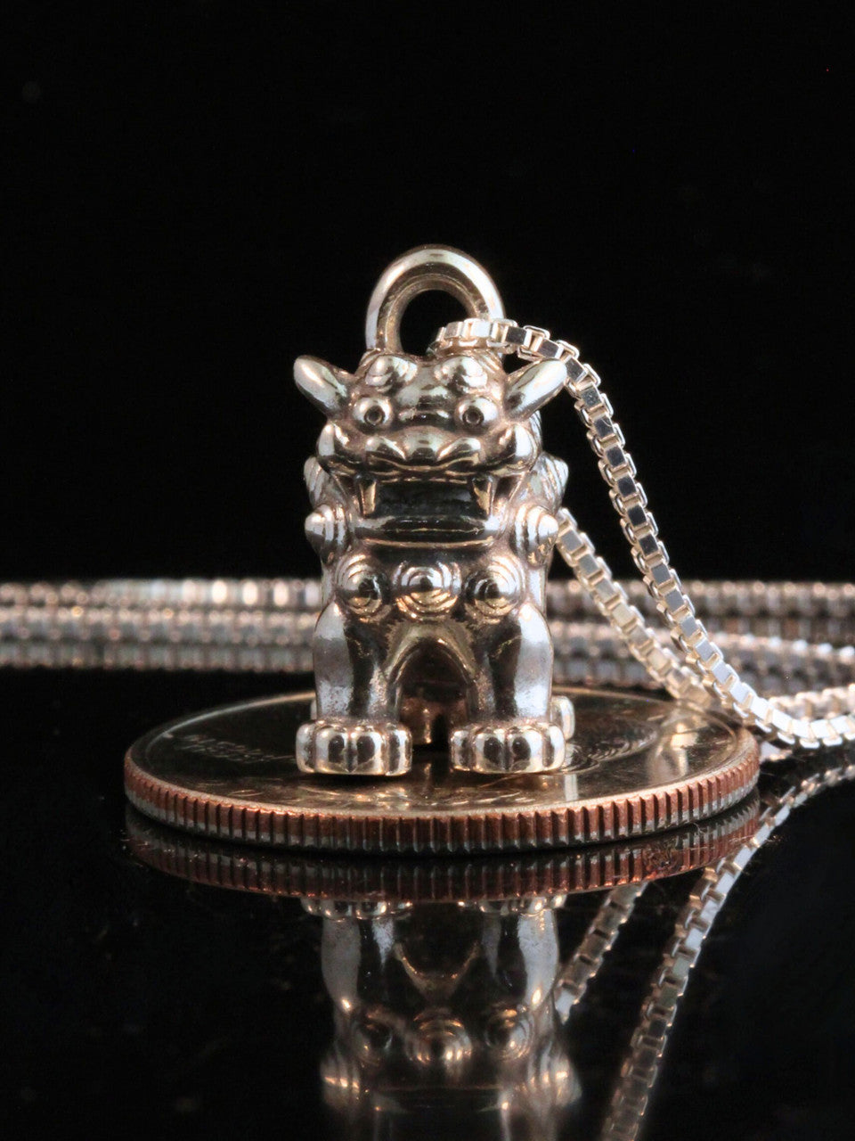 Okinawan Shisa Guardian Charm - Silver