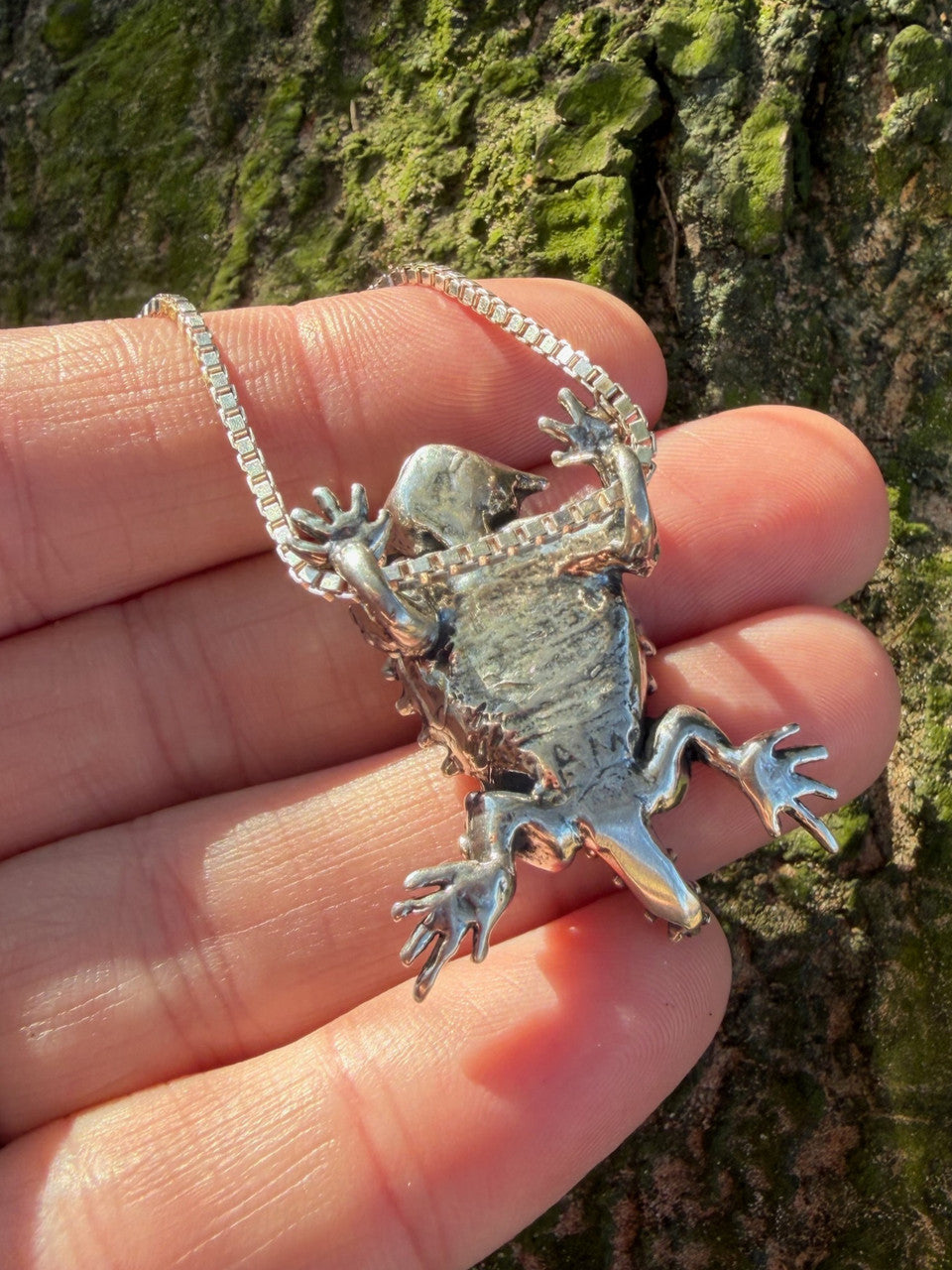 Horned Lizard - Horny Toad Pendant - Sterling Silver