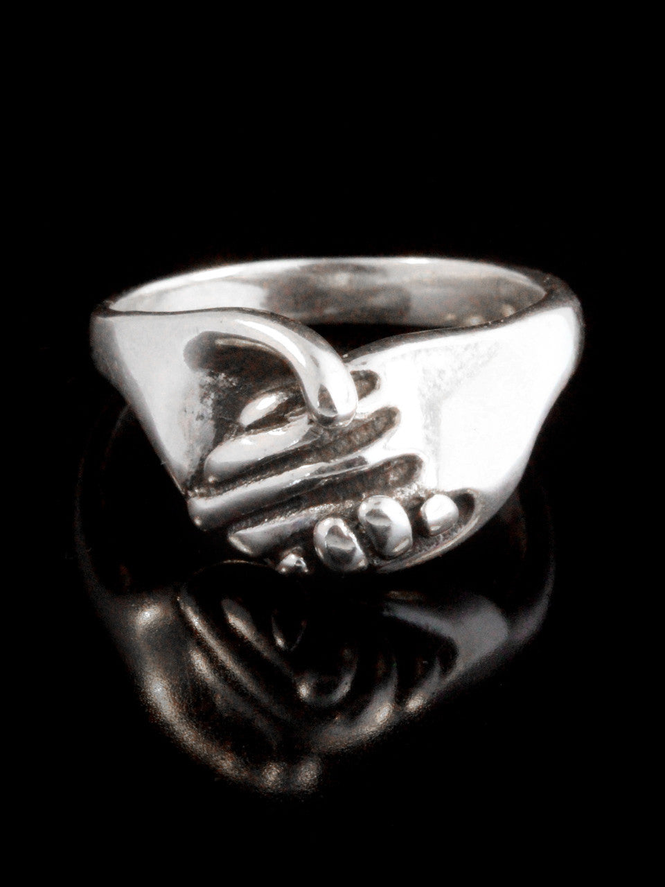Hands Clasping Ring - Silver