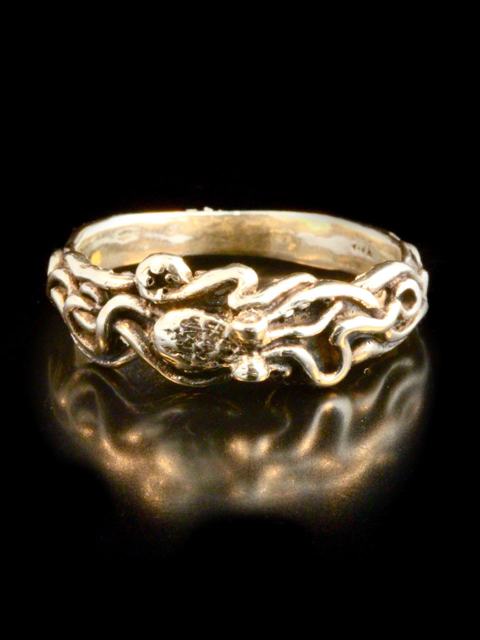 14K gold tentacle twist octopus ring, commitment ring, wedding ring