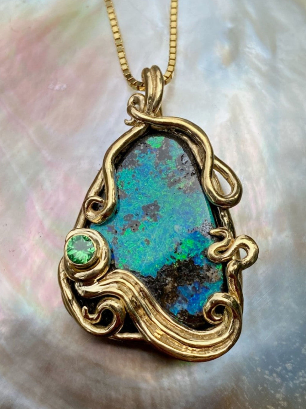 Bermuda Bliss Australian Opal Pendant - 18K gold