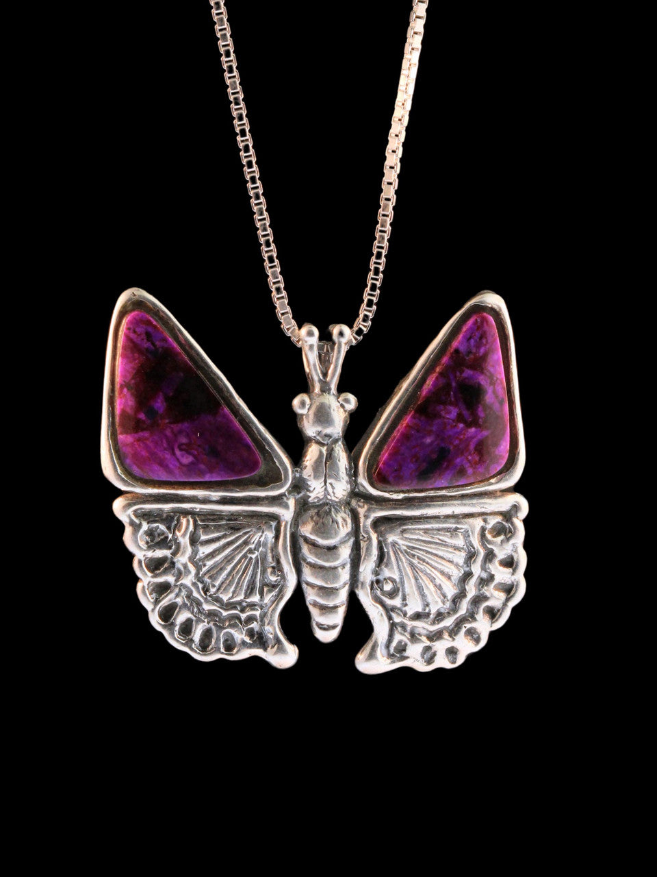 Jeweled Butterfly with Sugilite Wings - Silver