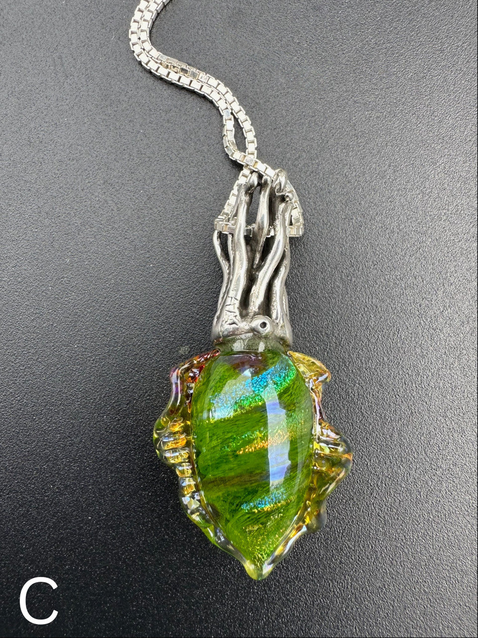 Iridescent Cuttlefish Pendant - Silver
