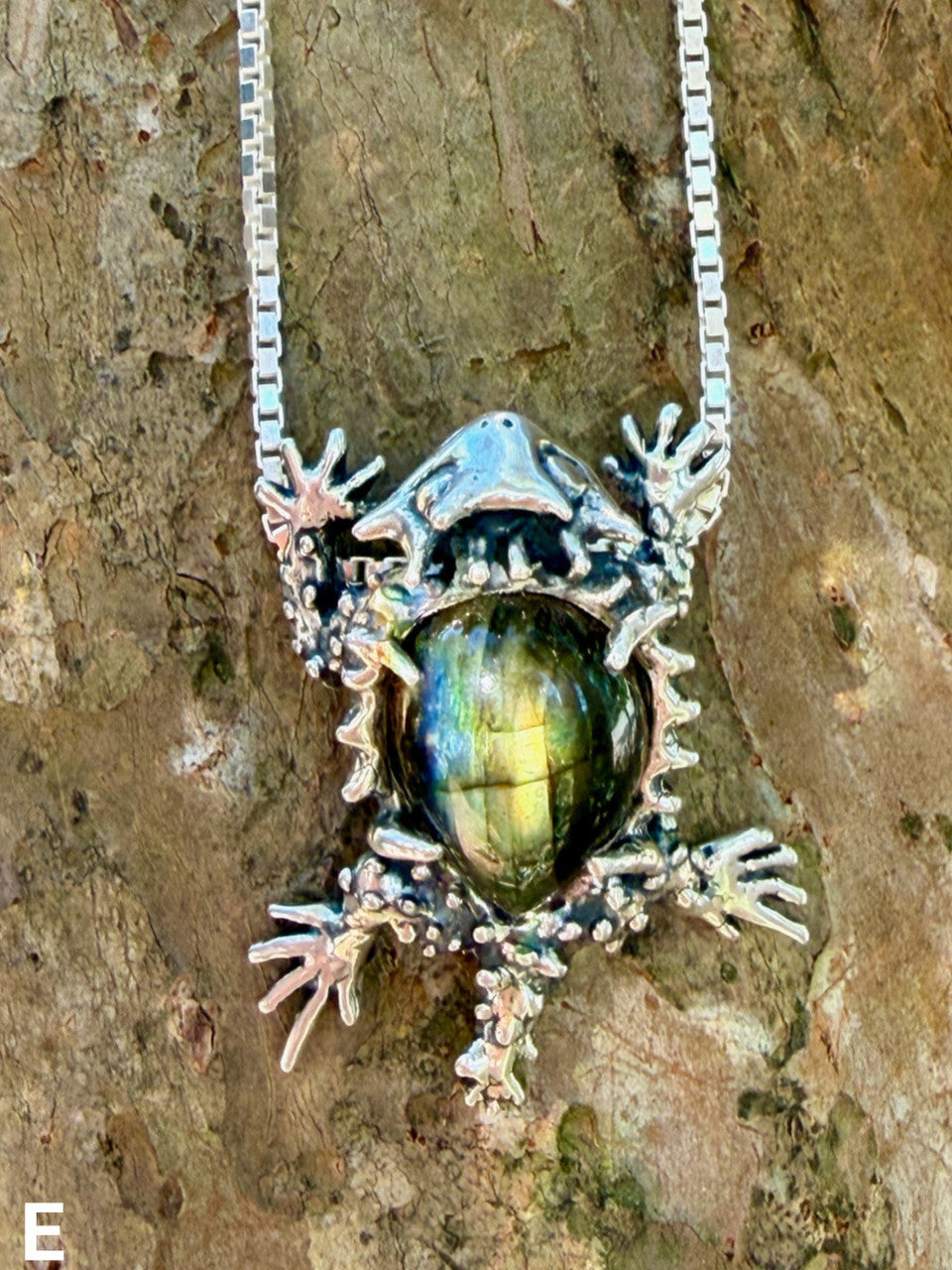 Horned Lizard with Labradorite - Silver