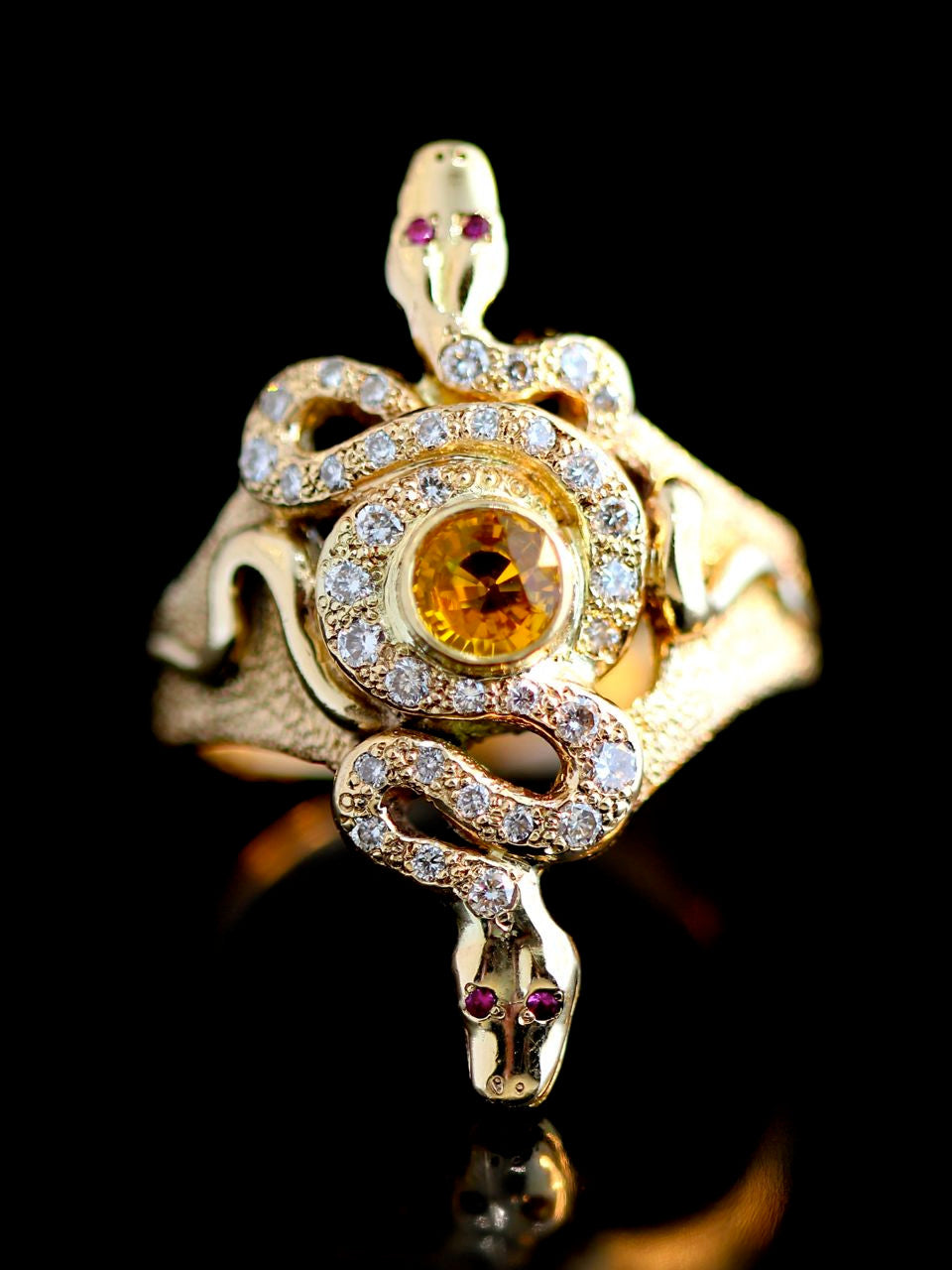 14K Gold Alpha Omega Snake Ring