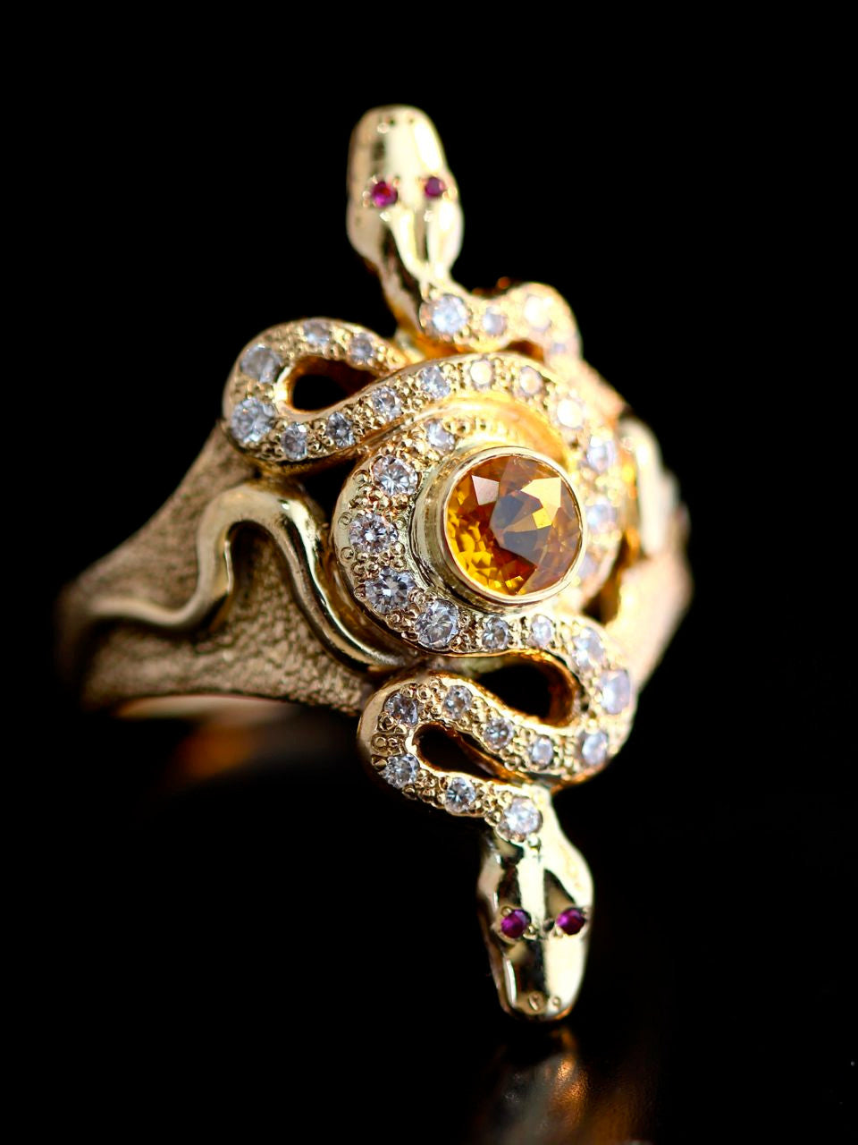 14K Gold Alpha Omega Snake Ring