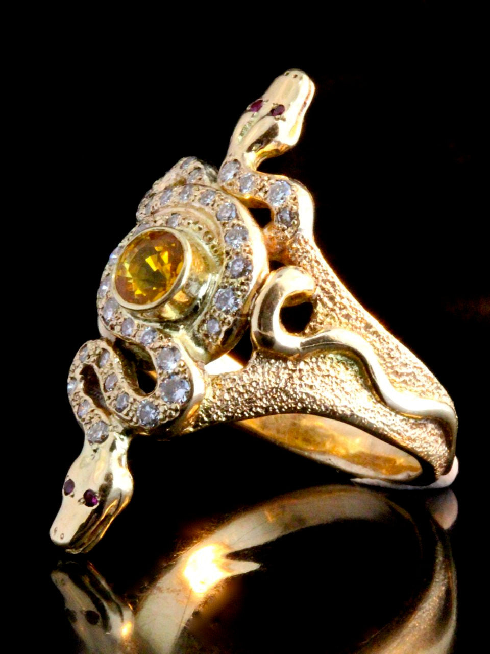 14K Gold Alpha Omega Snake Ring