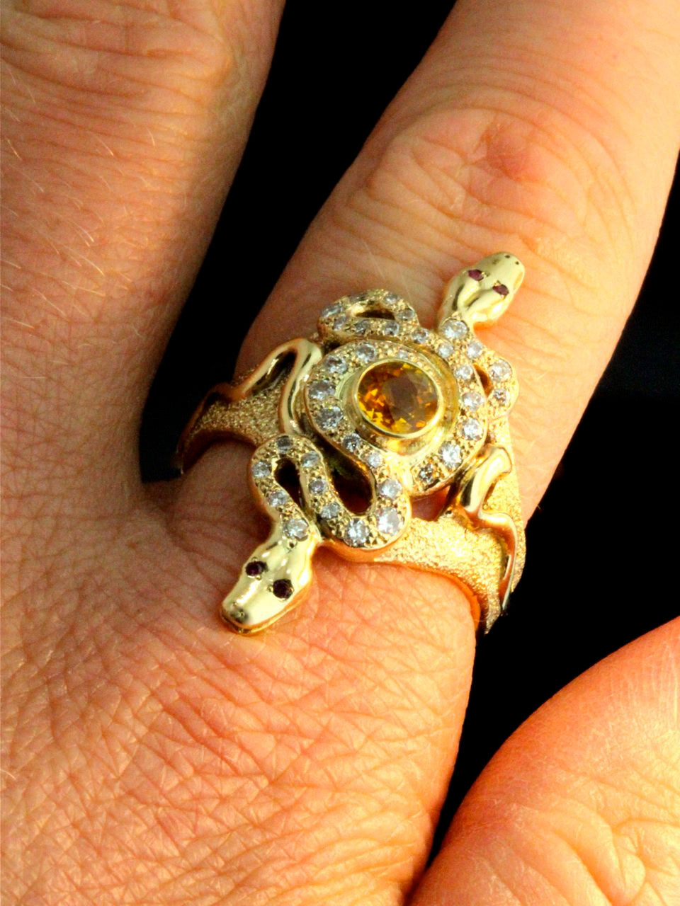 14K Gold Alpha Omega Snake Ring