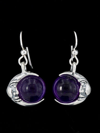 Moon Orb Earrings - Sterling Silver