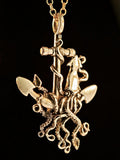 Kraken Squid and Anchor Pendant - Bronze