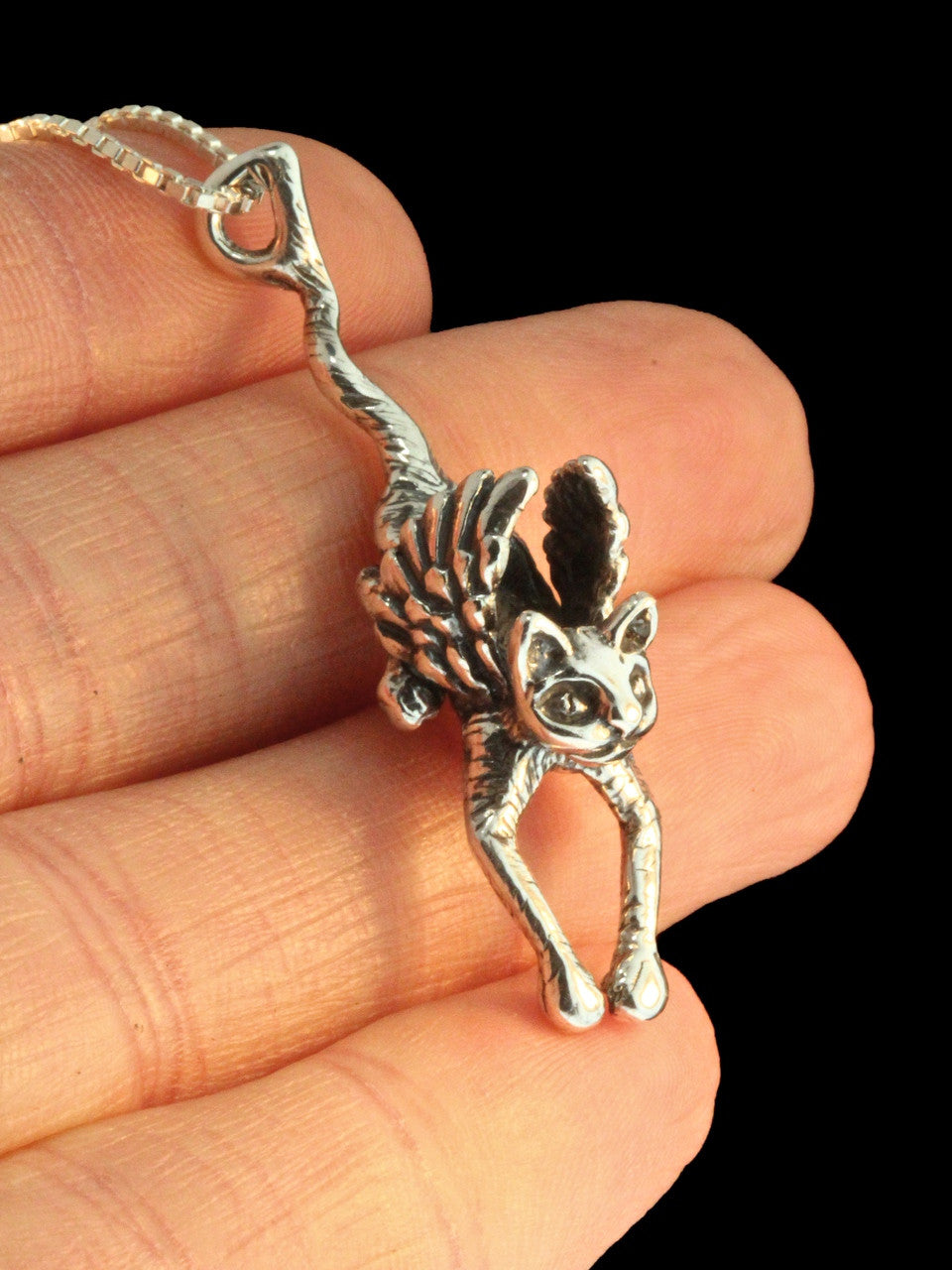 Angel Kitty Pendant in Silver