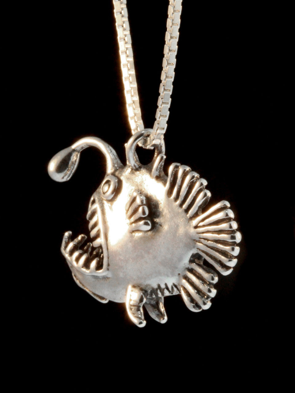 Small Angler Fish Charm - Sterling Silver