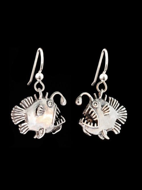 Angler Fish Earrings in Silver