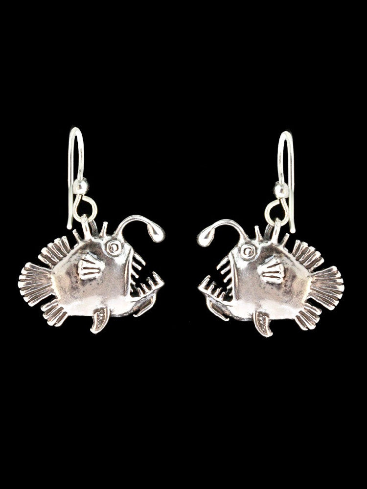 Angler Fish Earrings in Silver