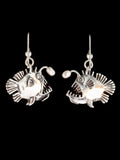 Angler Fish Earrings with Pearl Lures in Silver