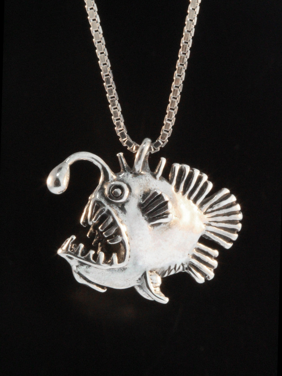 Small Angler Fish Charm - Sterling Silver
