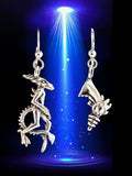 Aqua Alien and Ray Gun Earrings - Silver
