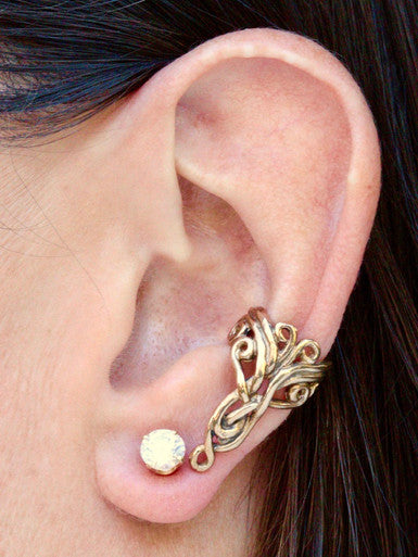 Arabesque Ear Cuff - Solid 14K Gold - Non Pierced Celtic Swirl Earring