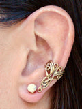 Arabesque Ear Cuff - Solid 14K Gold - Non Pierced Celtic Swirl Earring