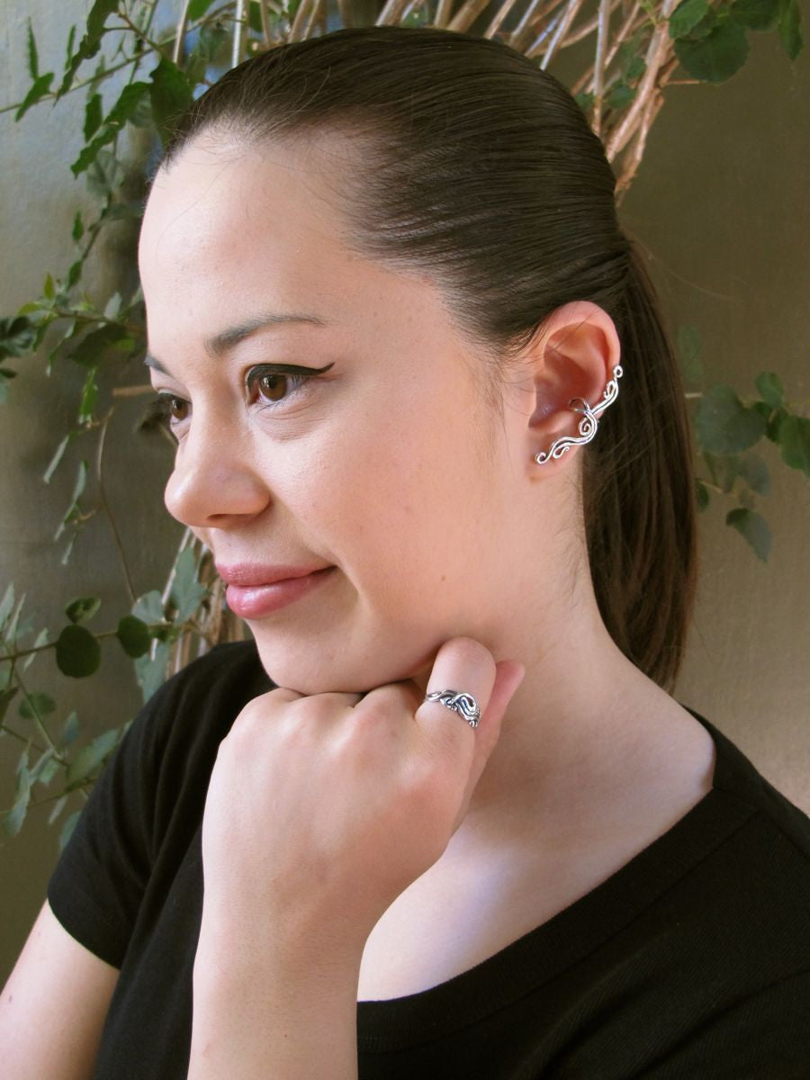 Silver French Twist Ear Cuff