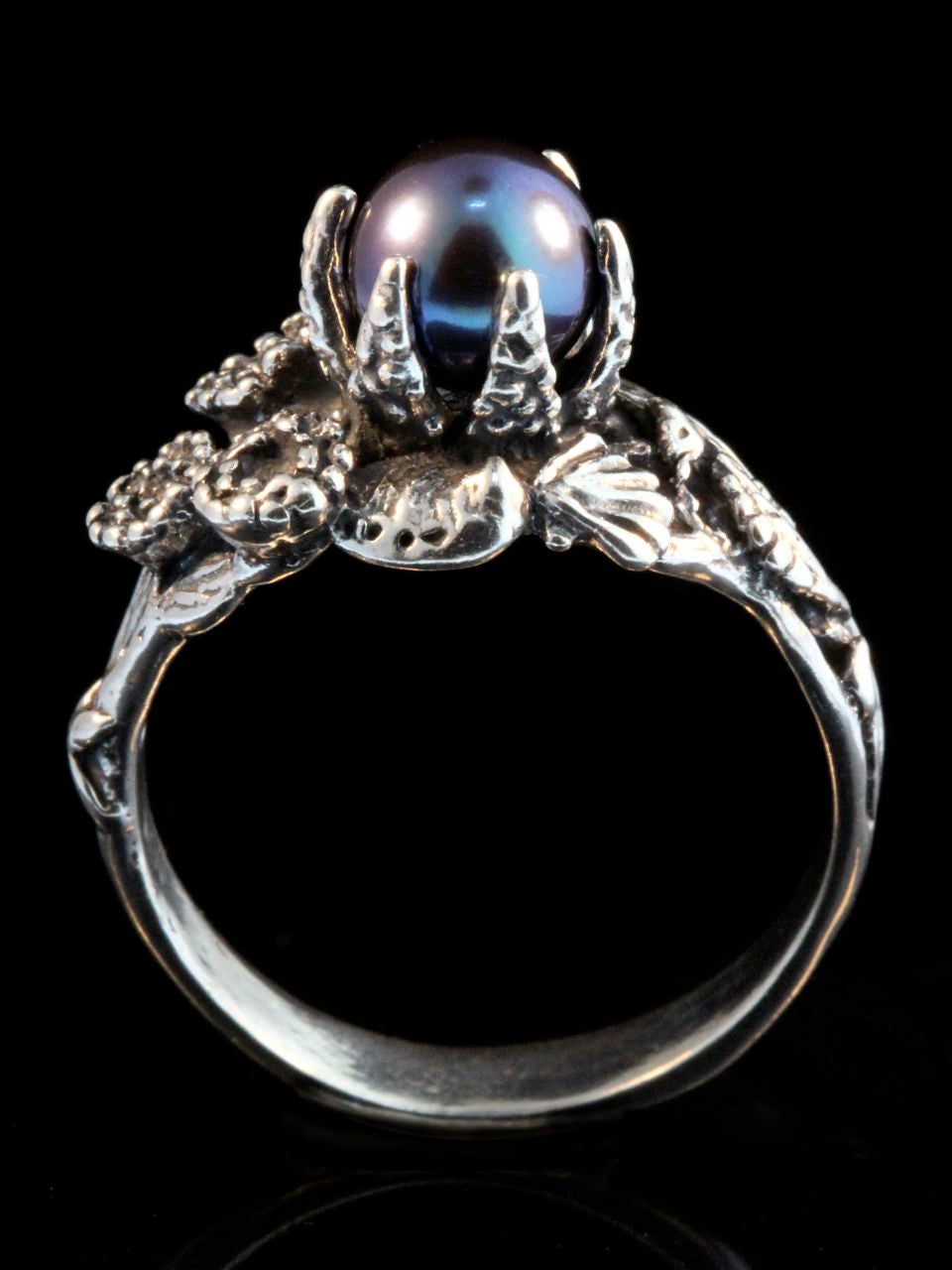 Atlantis Treasure Ring with Black Pearl