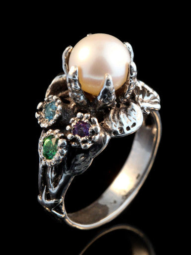 Atlantis Treasure Ring with Pearl and Gemstones - Sterling Silver