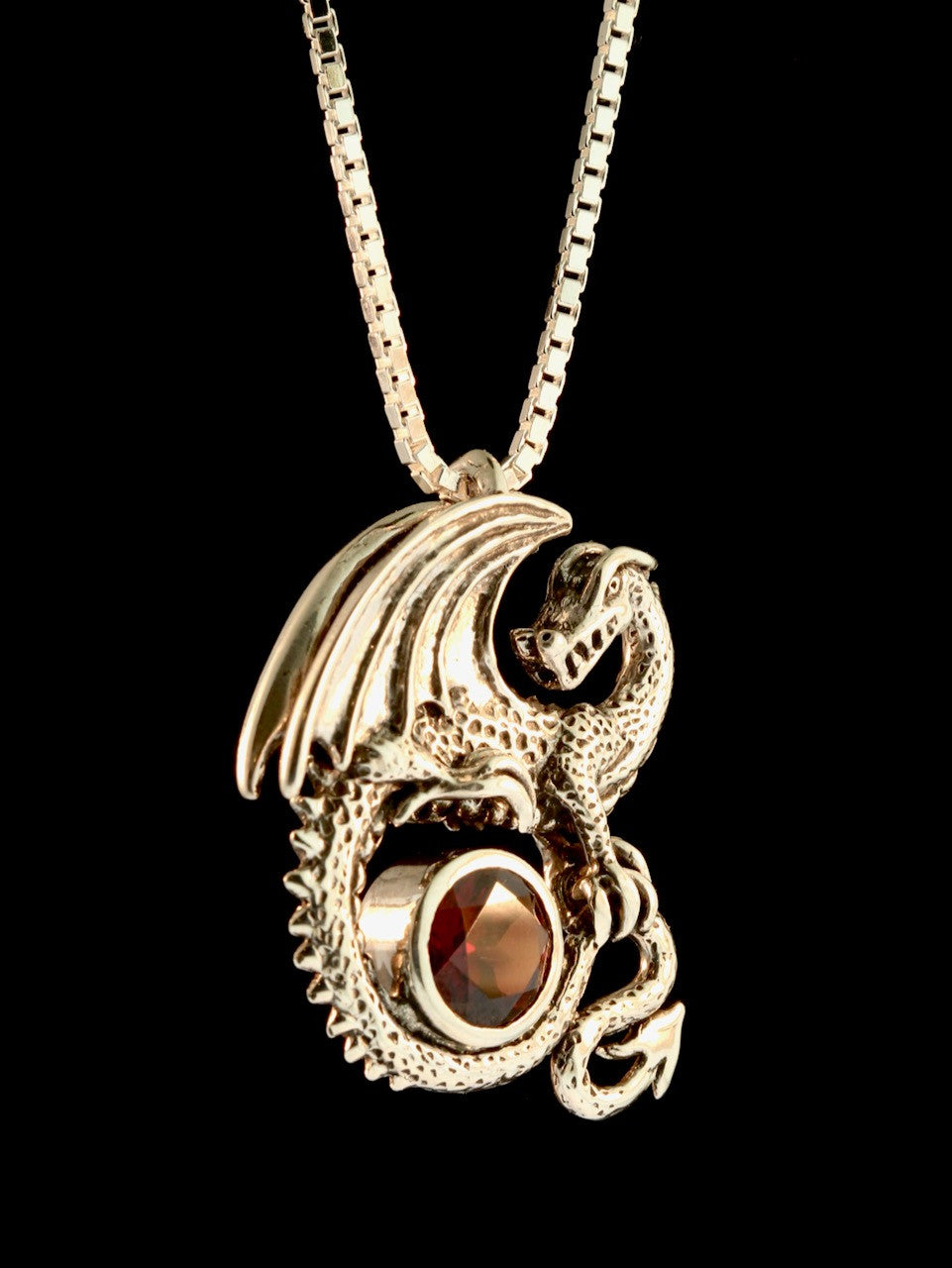 Avalon Dragon with 8mm Garnet - Silver