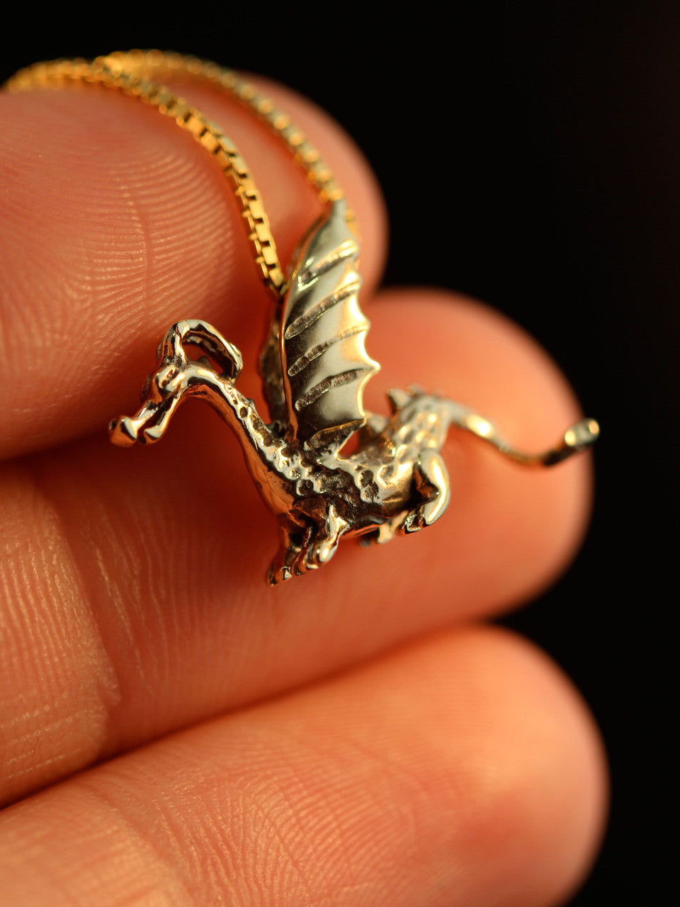 Baby Dragon Charm - Solid 14k Gold