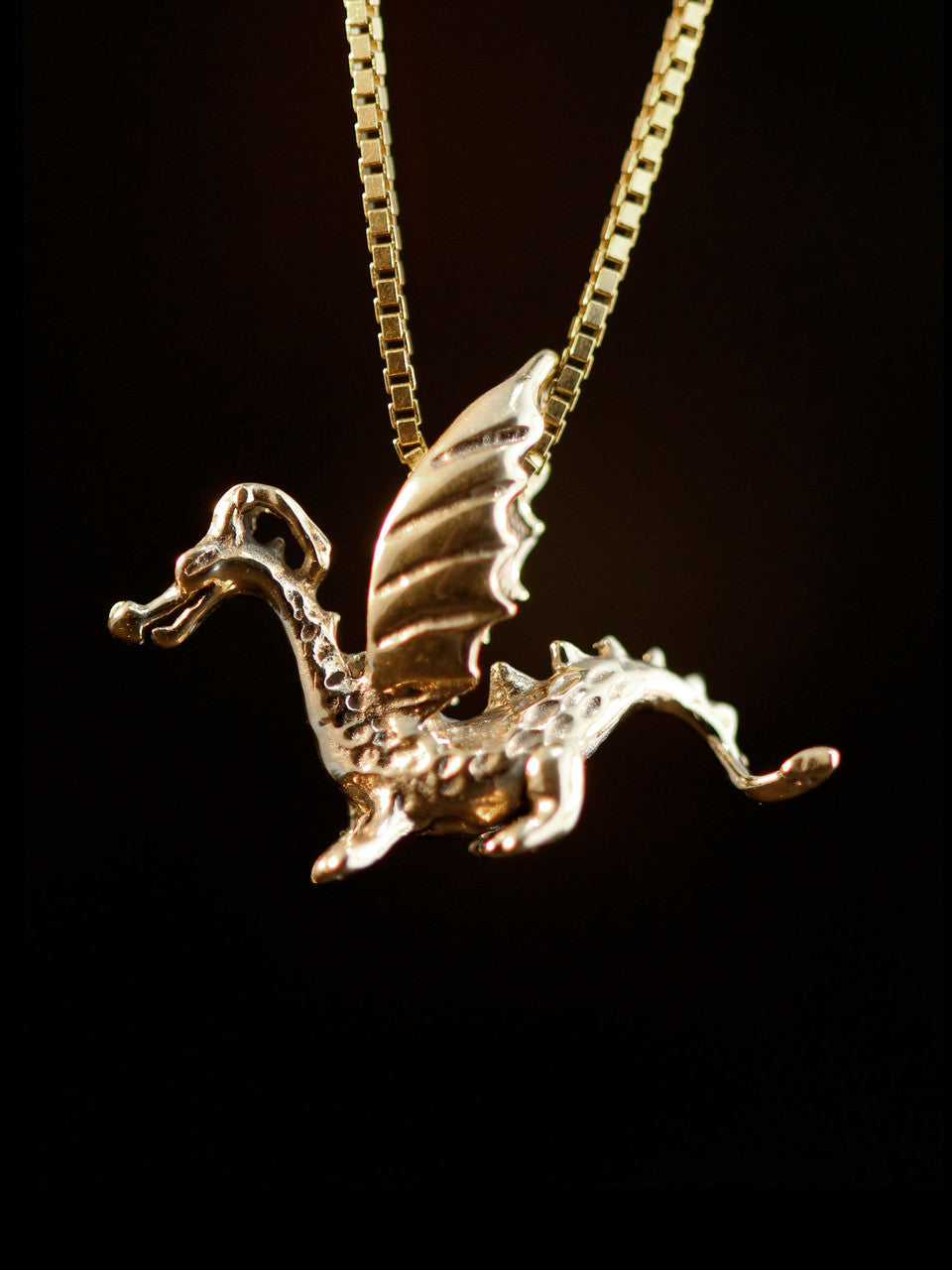 Baby Dragon Charm - Solid 14k Gold