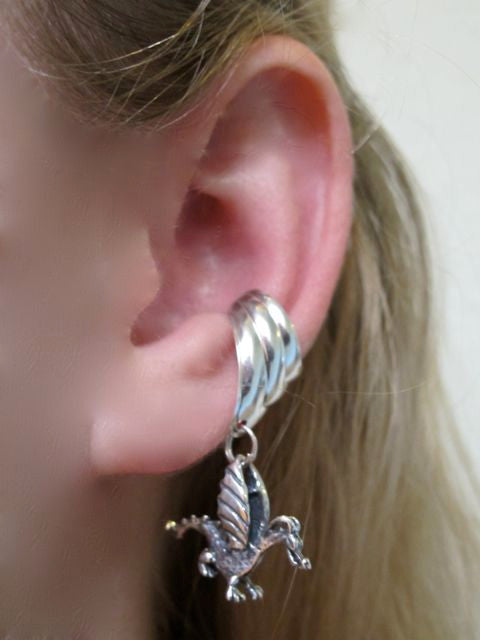 Baby Dragon Ear Cuff Chevron - Silver