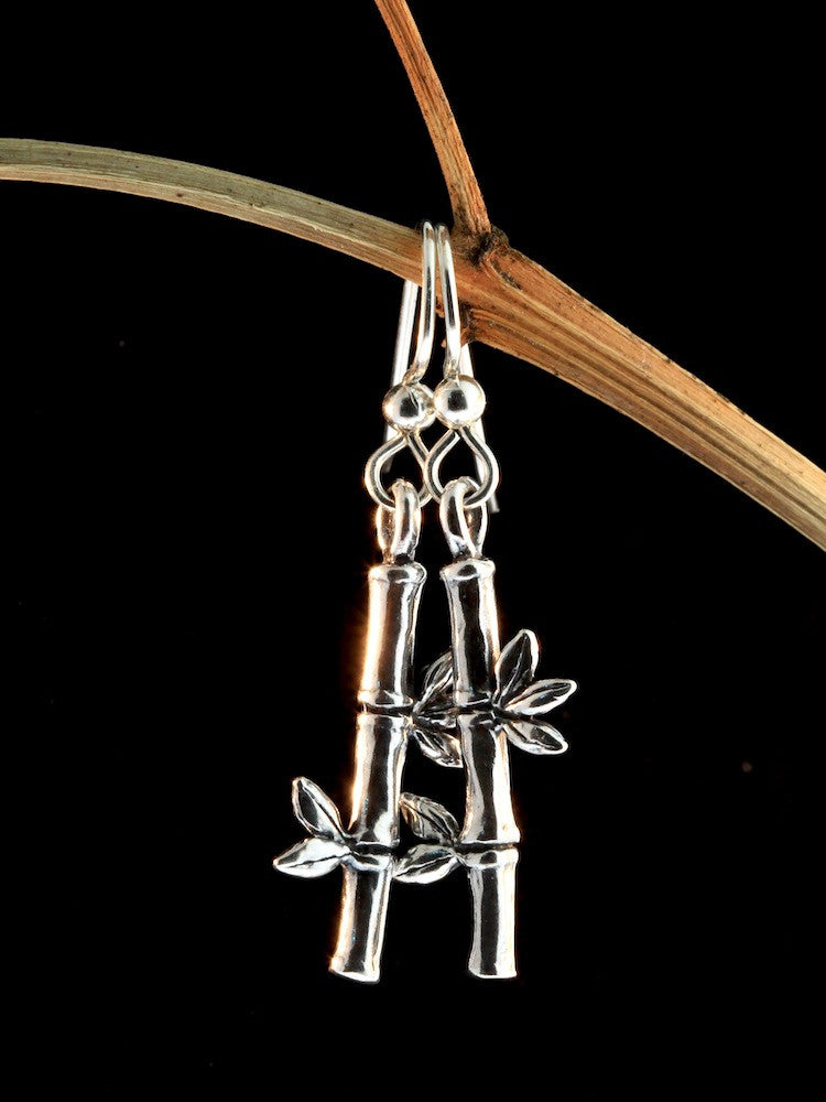 Bamboo Earrings -  Silver