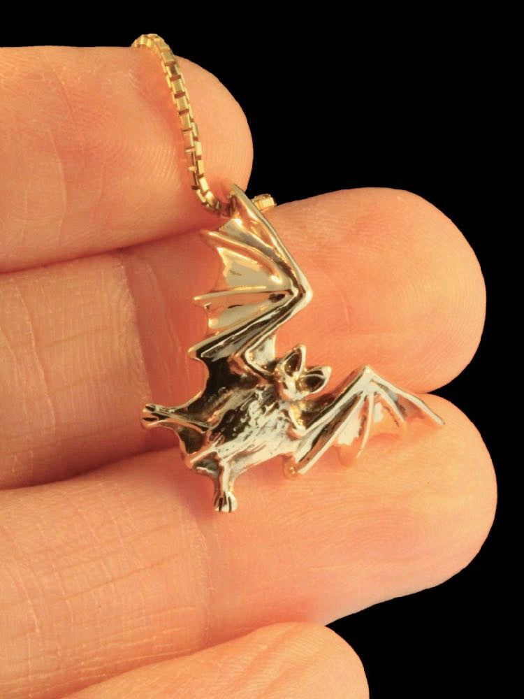 14k Gold Bat Flight Charm