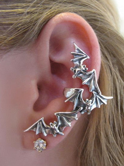 Bat Flock Ear Wrap On Ear