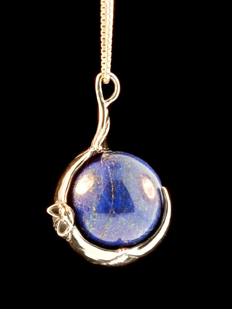 Bat Orb with Lapis Lazuli in 14K Gold
