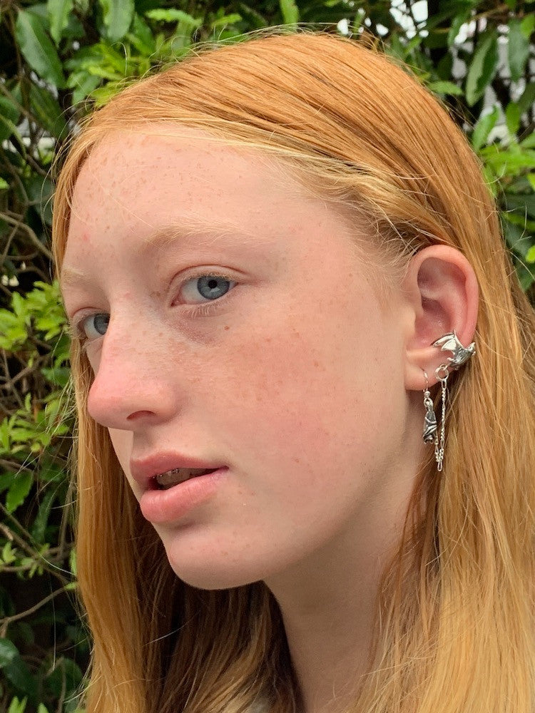 Bat Ear Cuff and Briolette Bajoran - Silver