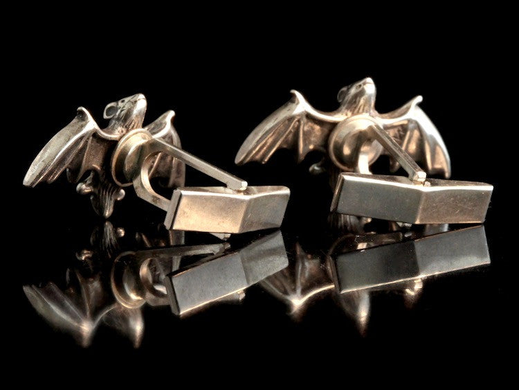 Flying Bat Cufflinks - Silver