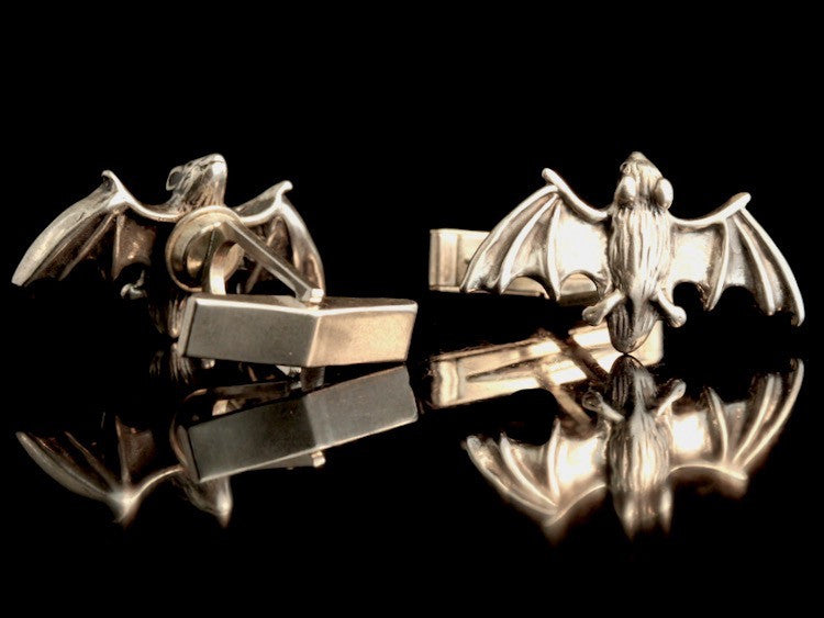 Flying Bat Cufflinks - Silver