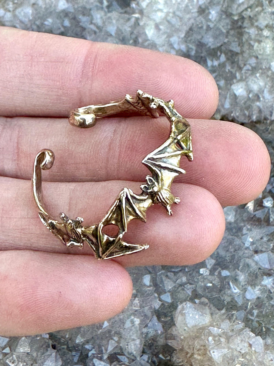 Bat Flock Ear Hoop - Bronze