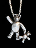 Teddy Bears - Bear with Baby Bear Charm - Silver