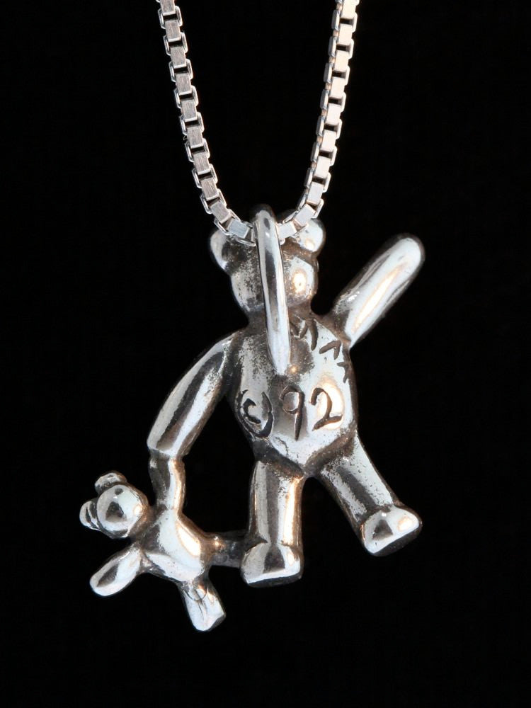 Teddy Bears - Bear with Baby Bear Charm - Silver