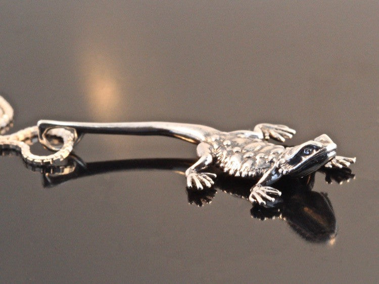 Bearded Dragon Lizard Charm in Silver