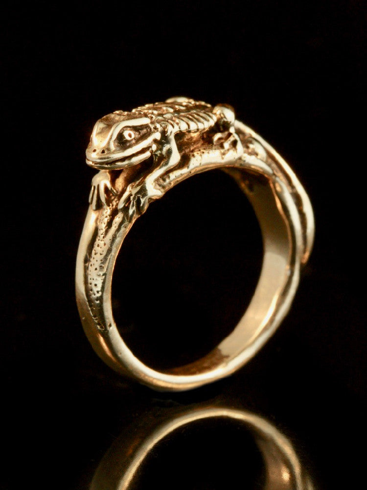 Bearded Dragon Lizard Ring in 14K Gold